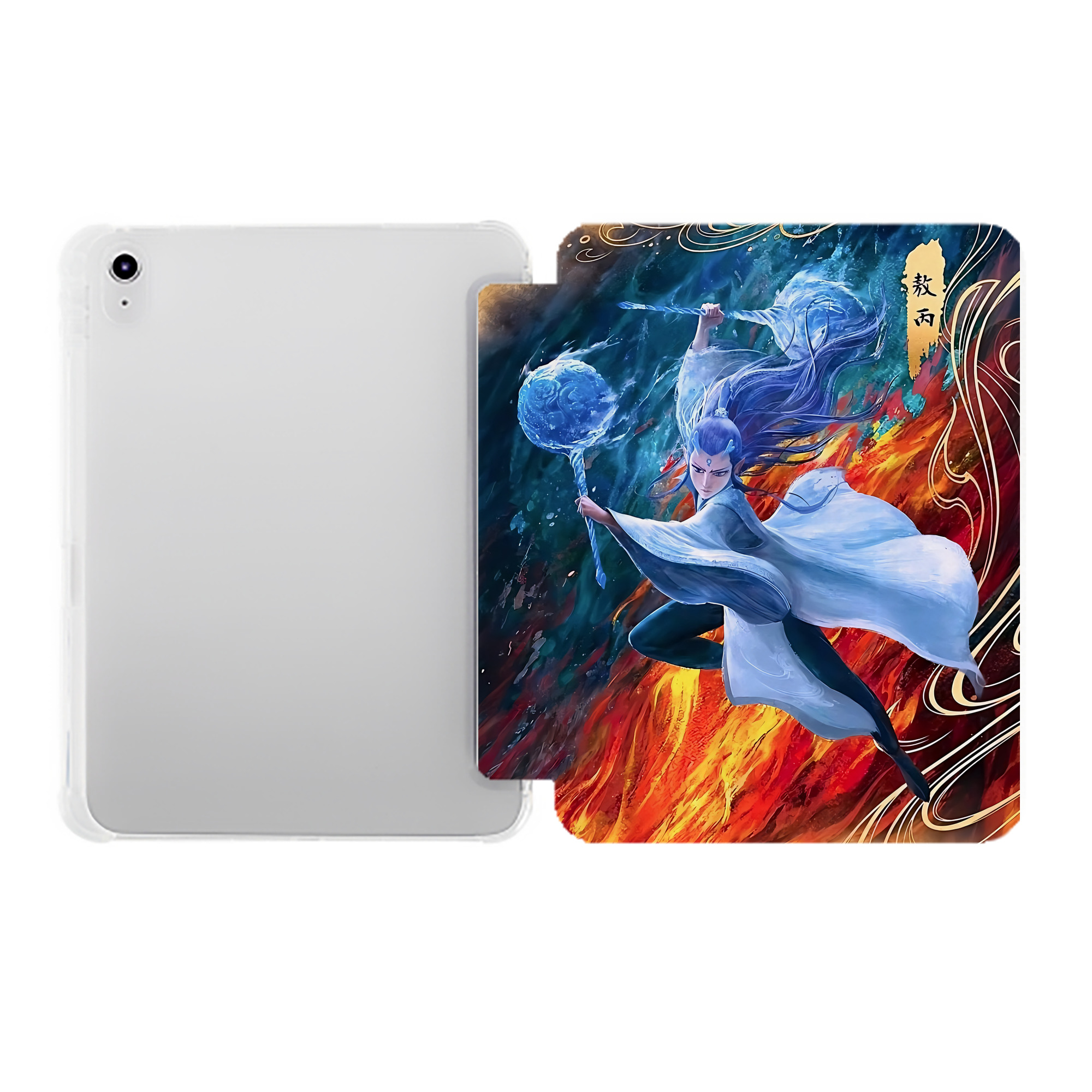 （画像用） Ne Zha 2 ナタ 魔童の大暴れ IPad ケース ペン収納付き 三つ折りスタンド PUレザー×シリコン 対応機種9.5/10.5/10.9インチ
